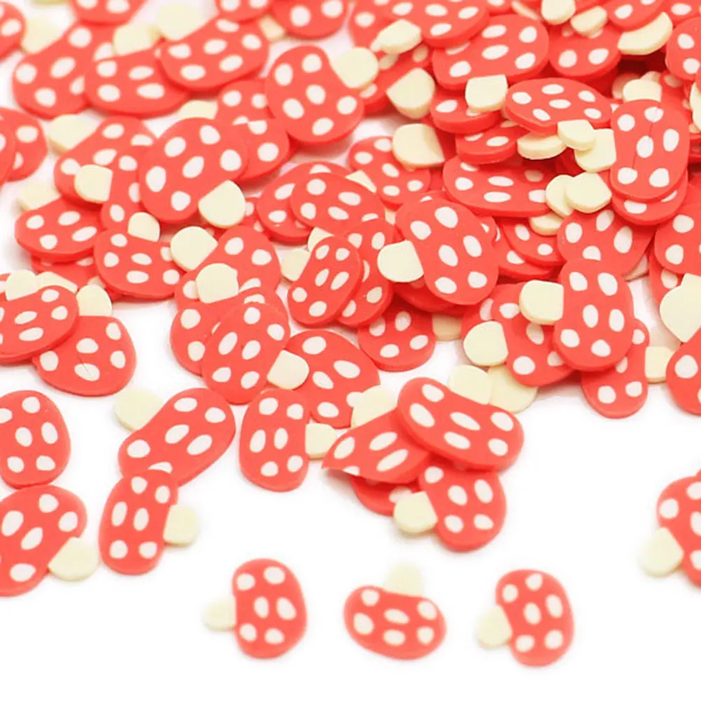 5mm Red Mushroom Slices Polymer Clay Sprinkles DIY Crafts Making Slime Filler Nail Arts Decoration