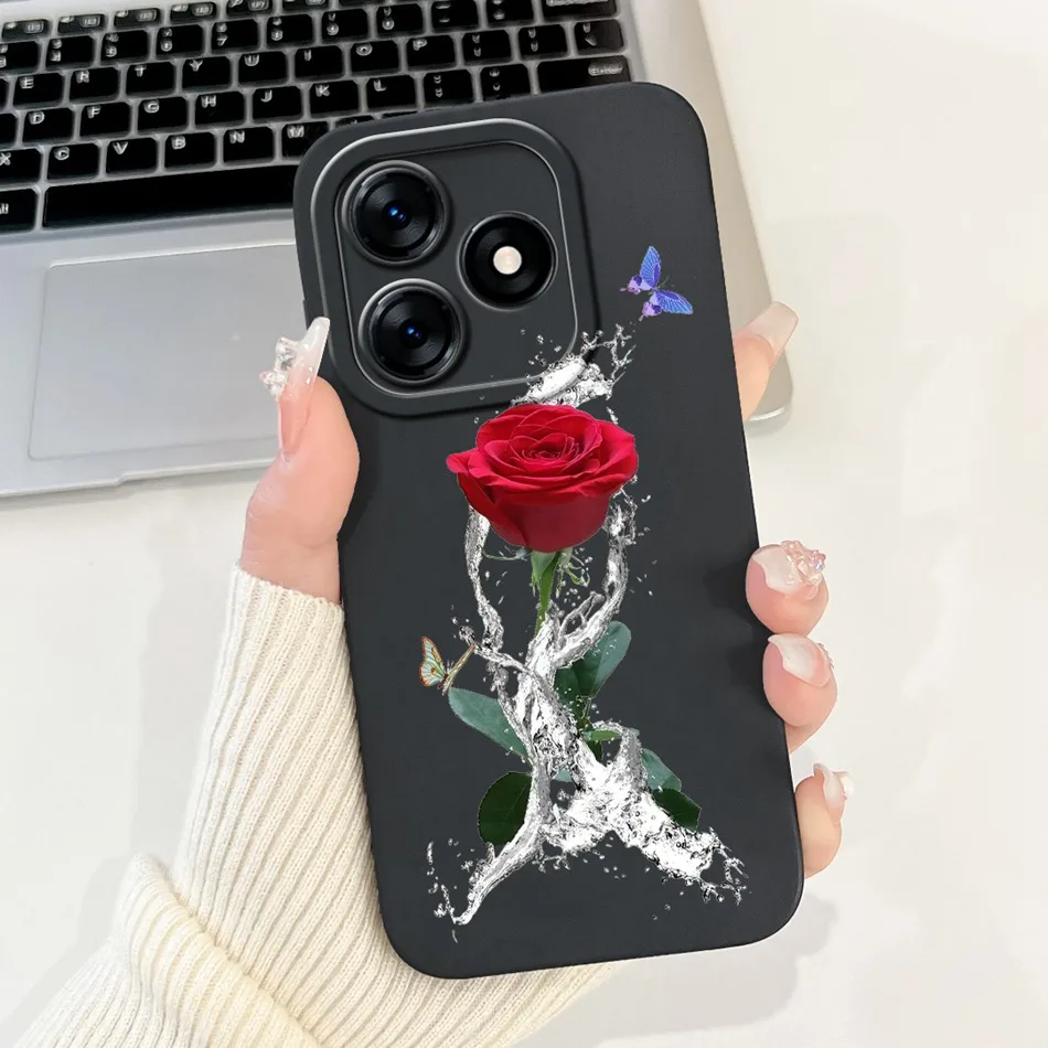 Beautiful Bow Rose Painting Soft Silicone Shockproof Phone Case