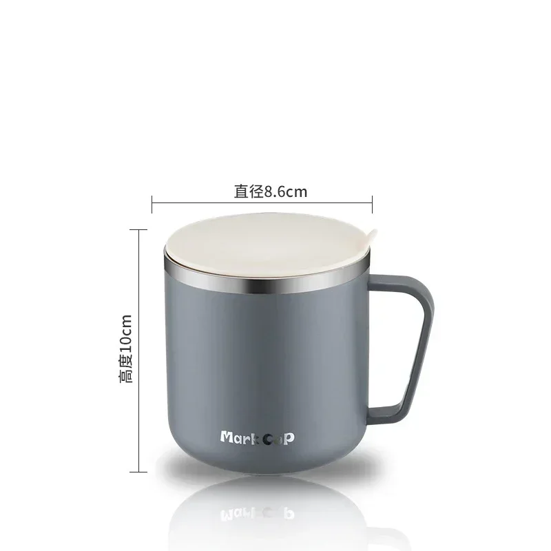 New 304 Stainless Steel Coffee Mugs Portable Cups Heat Insulation Anti-fall Thermos Mug Home with Cover and Handle Mug