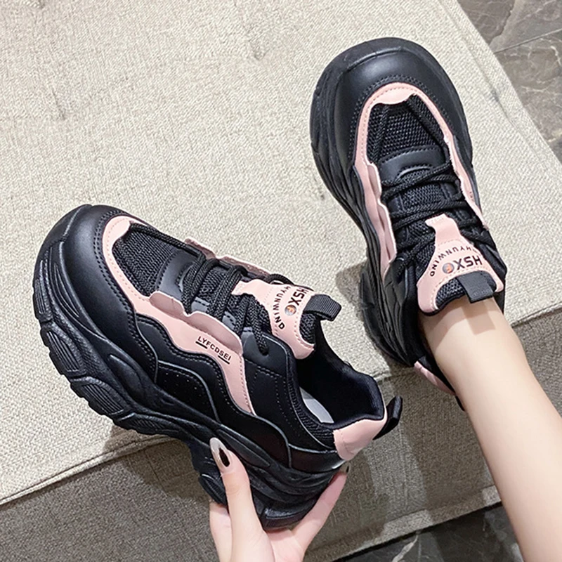 Trendy Women Platform Sneakers 2024 Non-slip for Woman Sport Ladies White Winter Autumn Winter Lace-up Designer Shoe Size 35-40