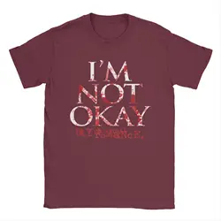 I'm Not Okay Graphic Vintage Men's T - Shirt - Short Sleeve Round Neck 100% Cotton Summer Tee - XXXL (Burgundy)
