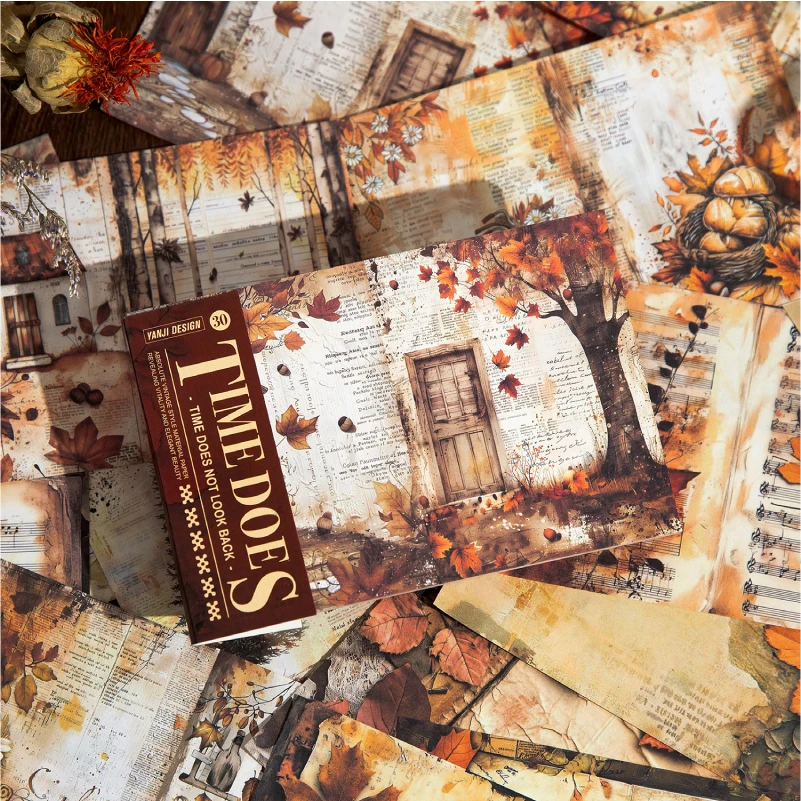 Journal GO 30pcs Retro Burnt Material Paper DIY Decorative Collage Scrapbooking Diary Material Craft Supplies Background Paper 4