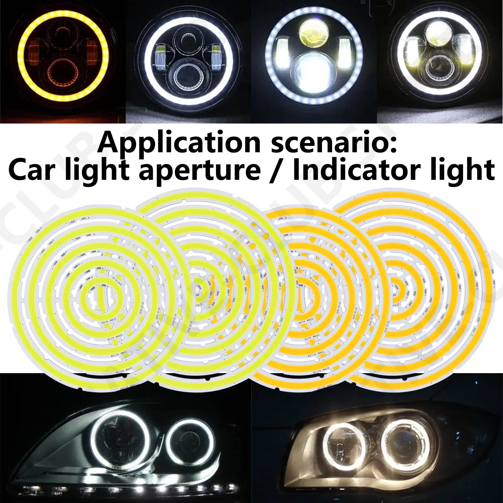 안구형 엔젤 아이즈 LED COB 칩 전구 광원, 차량 오토바이 주간 주행등용 디밍 리모컨 포함 디밍 가능