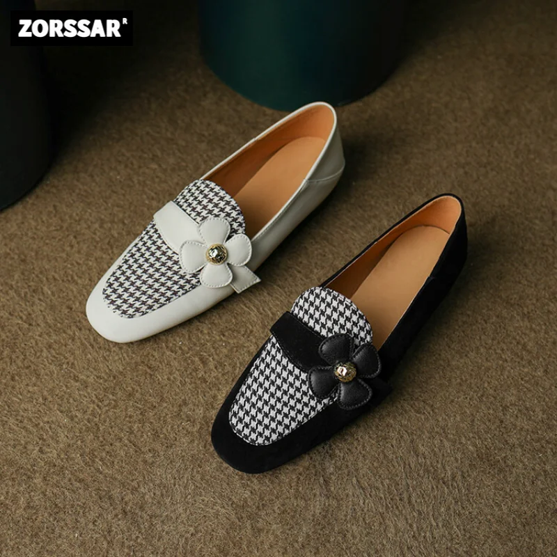 

Suede Loafers Women Slip on Flats Shoes Spring Fashion Brand Flower Women Driving Shoes Flat Heel Casual Maternity Woman Shoes