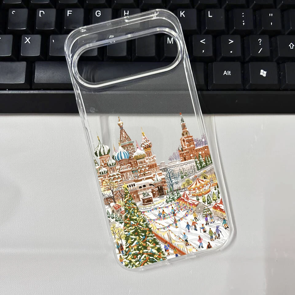 Cute Winter Snow Christmas Tree Graphic Clear Phone Case
