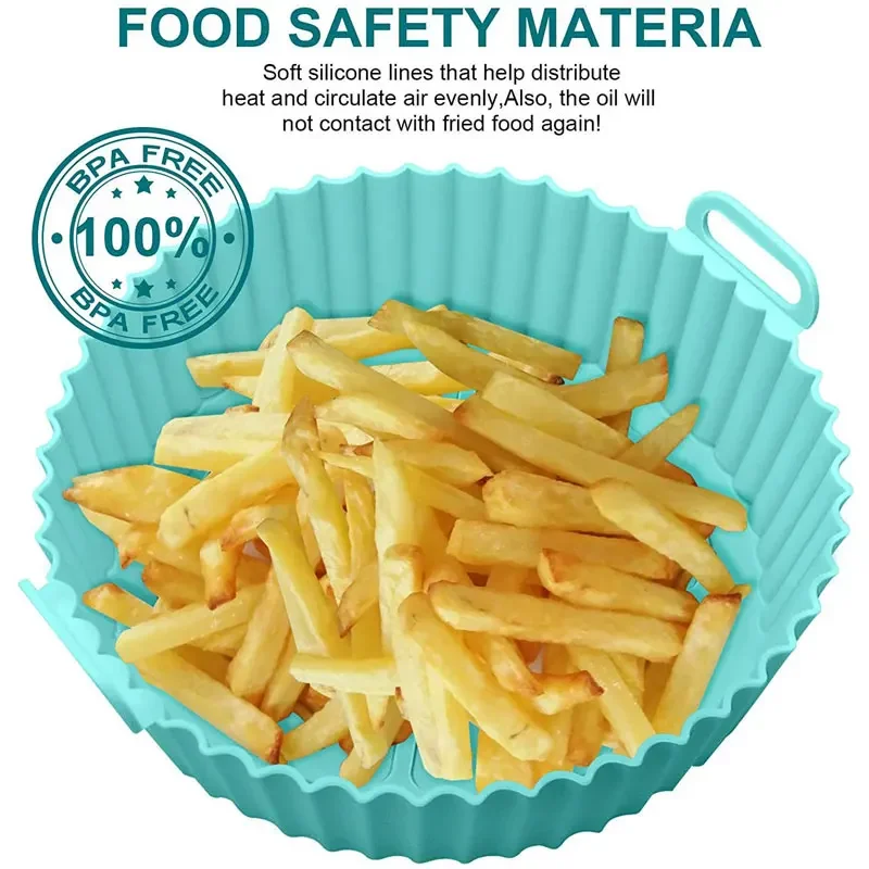 Silicone Air Fryer Liners Pot Basket Bowl Reusable Baking Tray Oven Accessories Kitchen Gadgets 7.5 Inches 6 Inches
