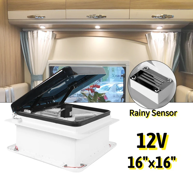 Turbo Kit, douche, dakluik, ledverlichting, afvoerventilator, ventilatie voor camper en caravan, 28 x 28 cm