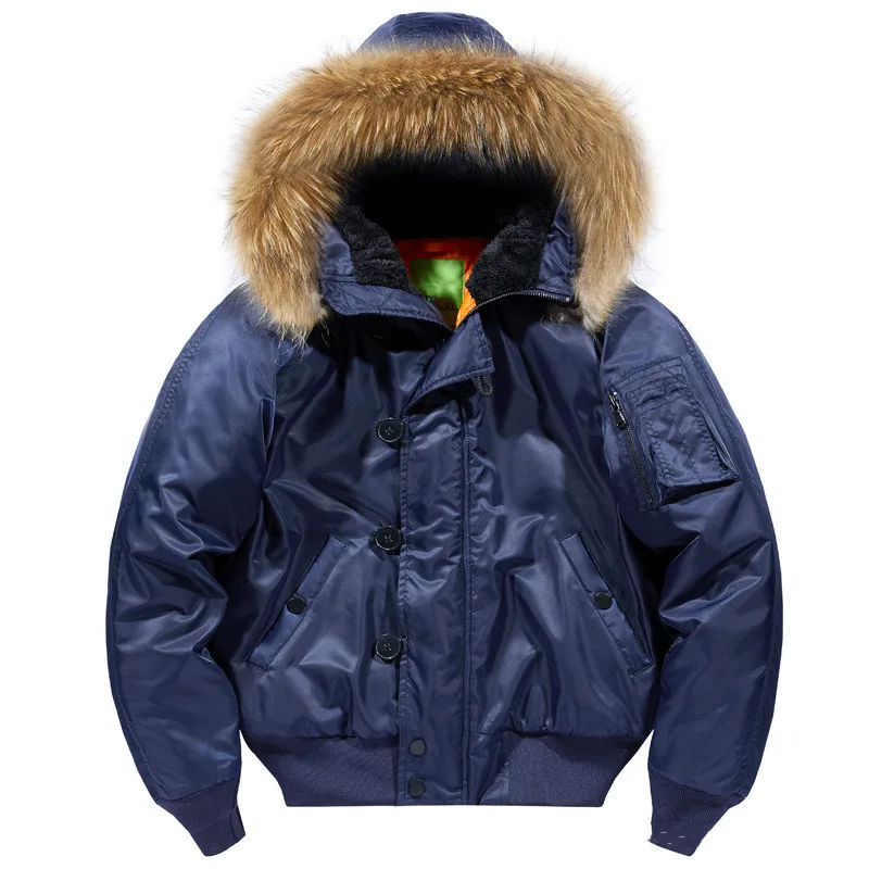 Mens Bomber Jacket Fur Hood Military Jacket Men Winter Men