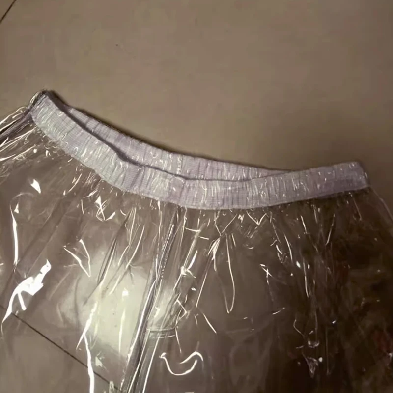 섹시한 커플 투명 PVC 복서 반바지, 감싸진 가장자리 둥근 부드러운 부드러운 조용한 ABDL 플라스틱 바지, 누출 방지 기저귀 팬티