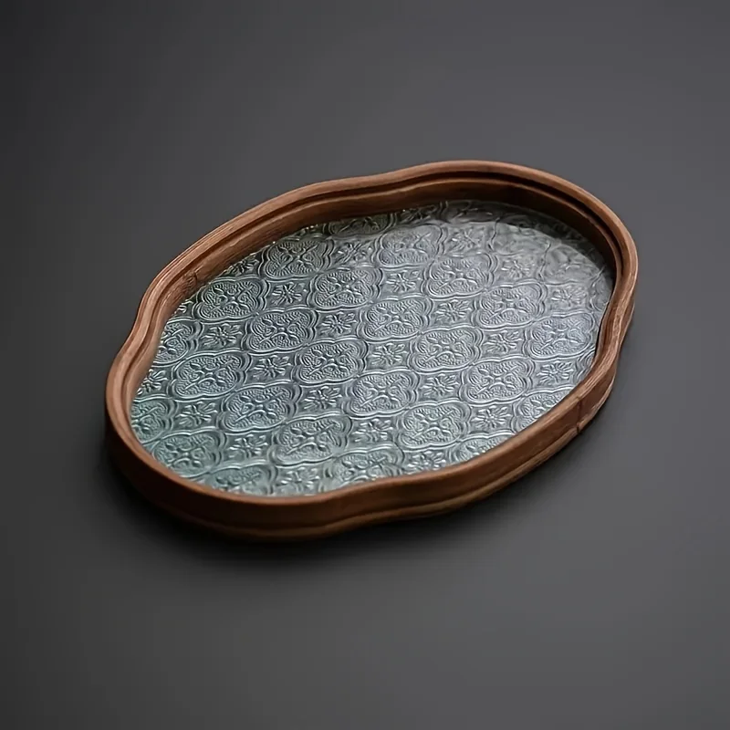 Glass cosmetic storage tray, dry brewing tray, Kung Fu tea set, small tea table, living room office tea tray storage tray 4