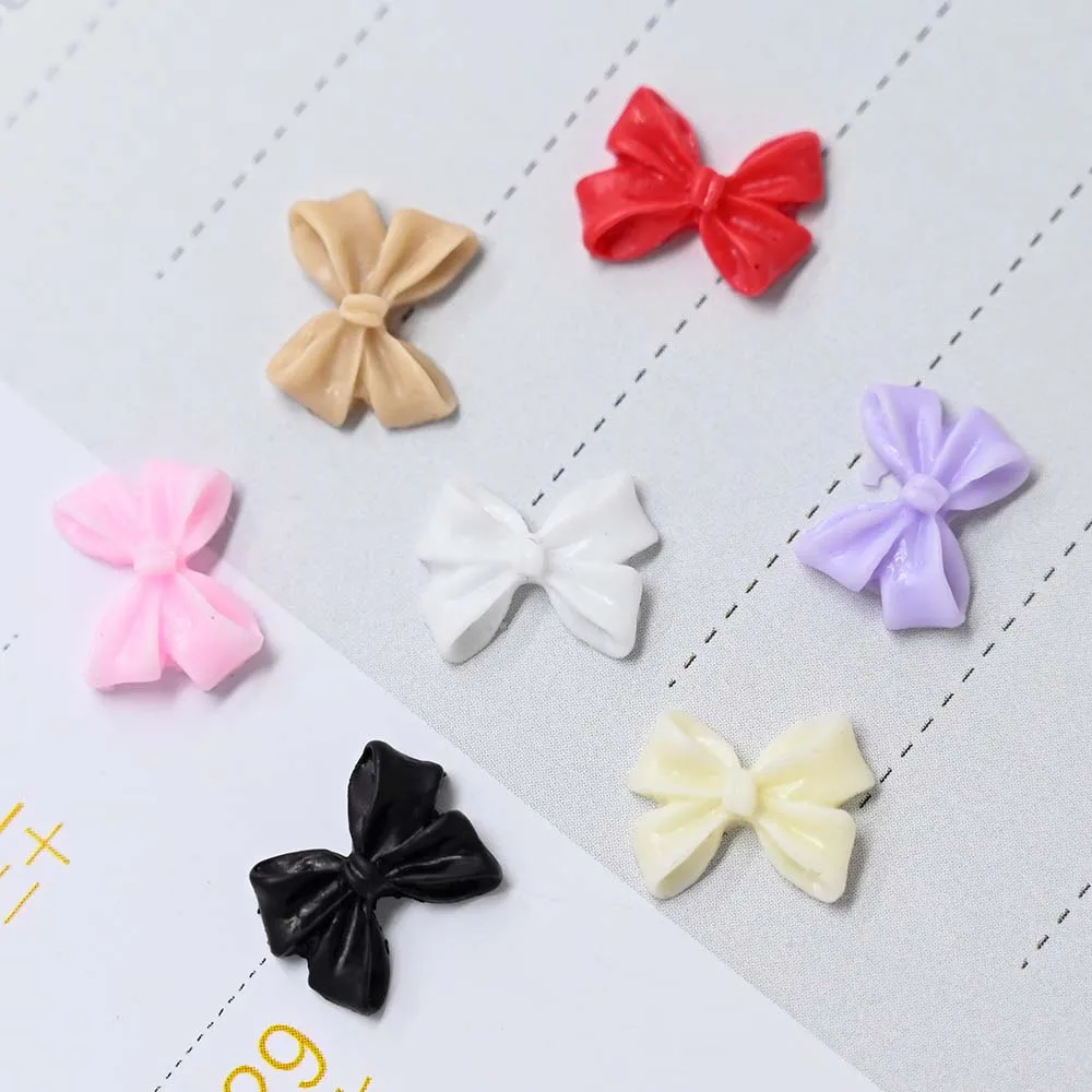 

100Pcs Resin Nail Parts Ribbon 3D Black White Bow Ornament Nail Parts Charm DIY Jewelry Design Manicure Accessories 11*8MM JE36
