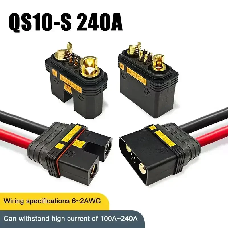 Lítio Bateria Alimentação Conector de Carregamento Qs10 Soldável Automotivo Masculino e Feminino Plug Anti Ignição Plug 240a 750v 410awg