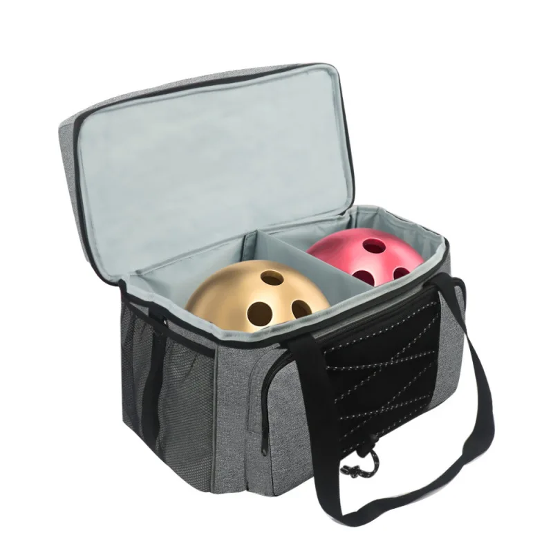 Bowling Bag Portable Tote for 2 Balls with Padded Ball Holder for Double Ball and Pair of Shoes up to Mens bowling accessories