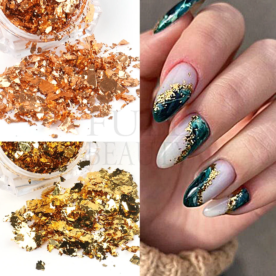 4 Box Gold Glitter Flakes Irregular Aluminum Foil Sequins For Nails Chrome  Powder Winter Manicure Nail Art Decorations Paillette - AliExpress