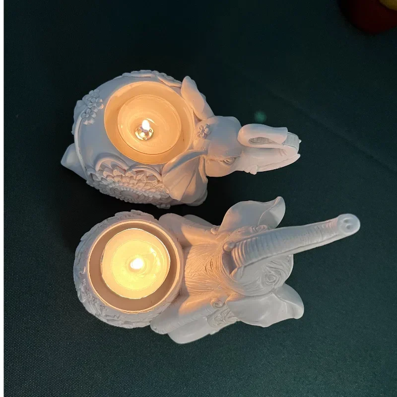 Animal Candle Holders Elephant Trunks Up Sculpture Tealight Candle Holder Decorative Small Stick Holders Good Lucky Gifts candle holders