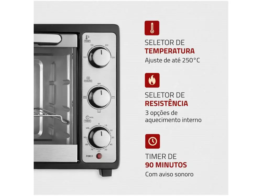 Forno Elétrico de Bancada Mondial com Timer - 110V 5