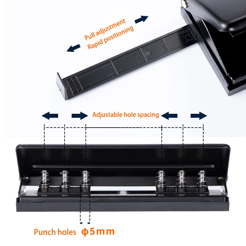 블루/블랙 DIY 직경 5mm 휴대용 종이 펀처 6 홀 조절 펀처 루스 리프 노트북 내부 코어 종이 펀치