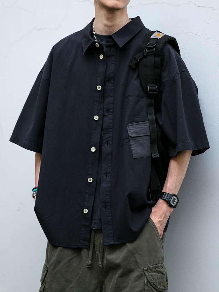 Japanese Streetwear Summer High Quality Short Sleeve Shirt Men Clothing Korean Fashion Thin Tops Plus Size Harajuku Casual Shirt
