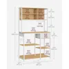 Bakers Rack with Charging Station, Coffee Bar Stand with Adjustable Storage Shelves, Fabric Drawer, 12Hooks, Table for Microwave 3