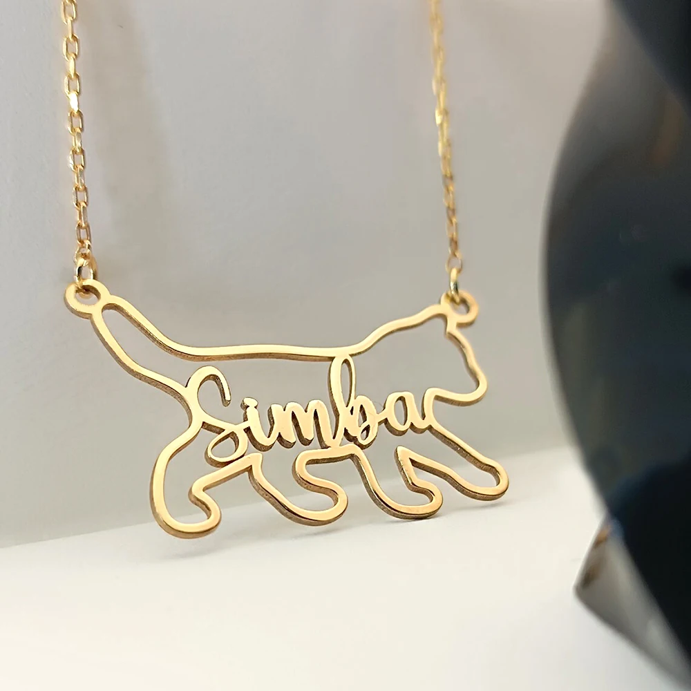 Custom Name Necklace, Personalized Cat Pendant, Stainless Steel Fashion Fine Animal Necklace, Lady Jewelry Birthday Gift For Her our lady of guadalupe virgin mary jigsaw puzzle novel toys for children 2022 wooden animal puzzle