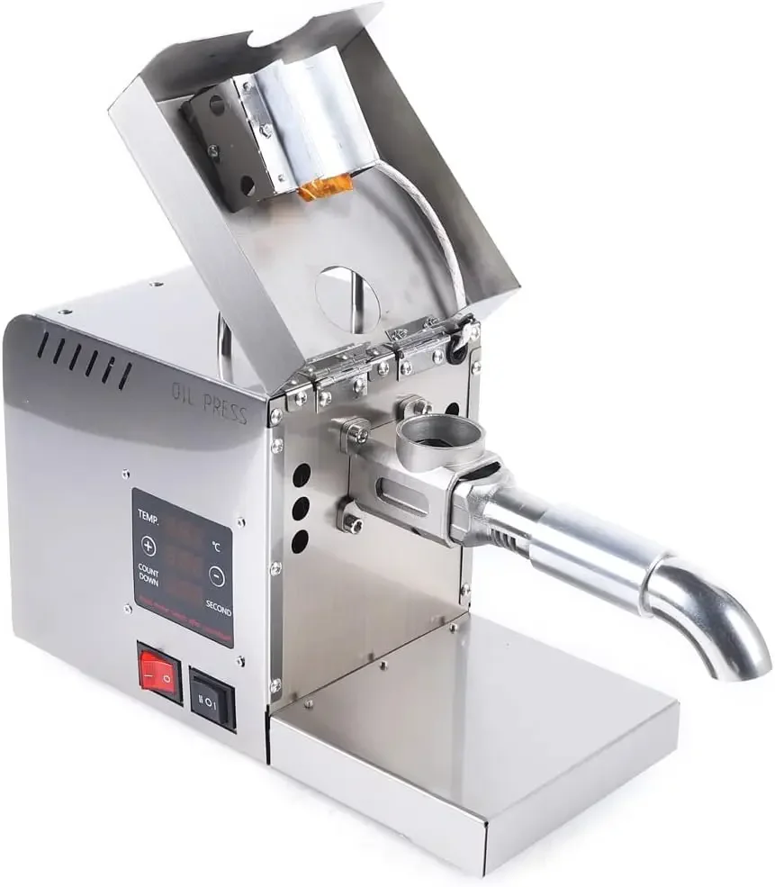 Automatic Oil Press Machine 610W Electric Oil Presser Hot Cold Stainless Steel Oil Extractor Expeller for Peanut Sesame Canola C 4