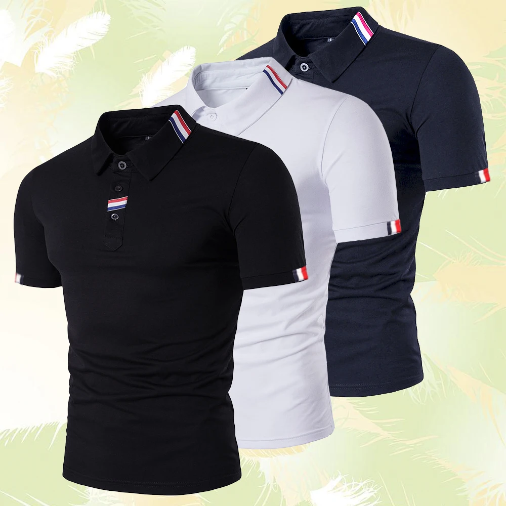 Polo à manches courtes et col en V pour homme, vêtement d'été tendance