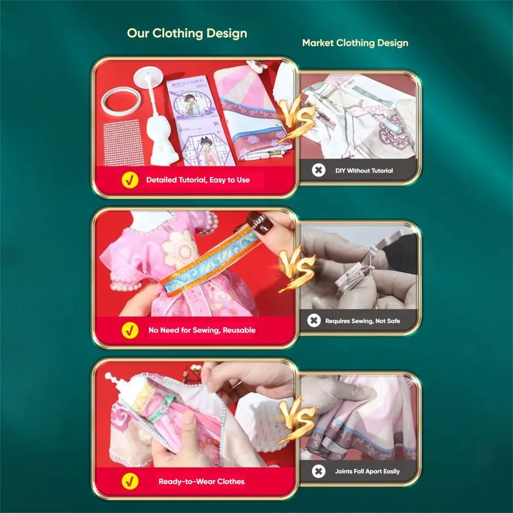 DIY Hanfu Doll Clothes Kit Multicolor