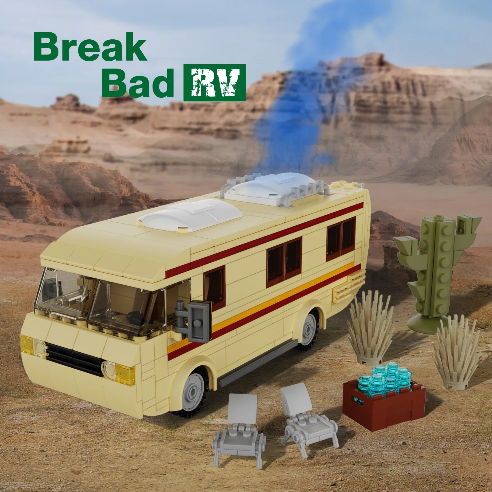 MOC Breaking Bad Cooking Lab RV Car Pinkman Edacational Building Blocks Set Walter White Vehicle Toy For Children Birthday Gift 3