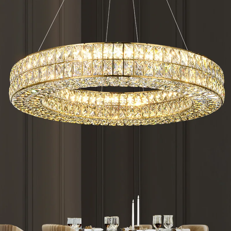 

Modern Luxury Round Crystal Chandelier Home Decor Living Room Bedroom Kitchen LED Hanging Lamp Indoor Lighting Fixture Lustre