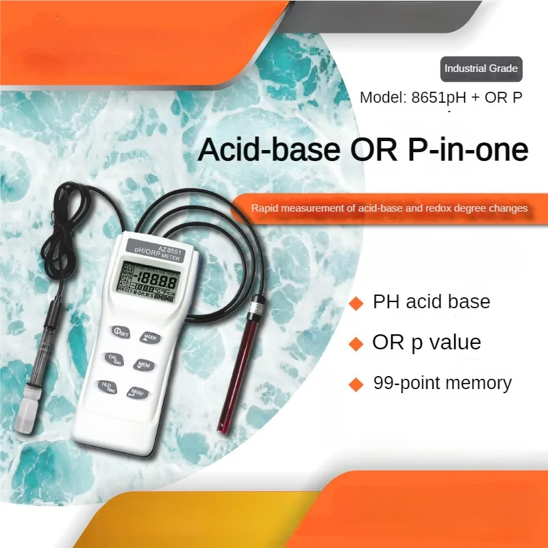 

Handheld AZ8651 Soil Water PH Meter ORP Tester Meter Detector Monitor Analyzer 0 to 14 PH Range Redox Potentiometer pH Meter