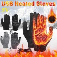 Electric Heated Gloves Touch Screen Outdoor Riding Skiing Mitten USB Heated Gloves Winter Cycling Gloves for Backpacking Mountai