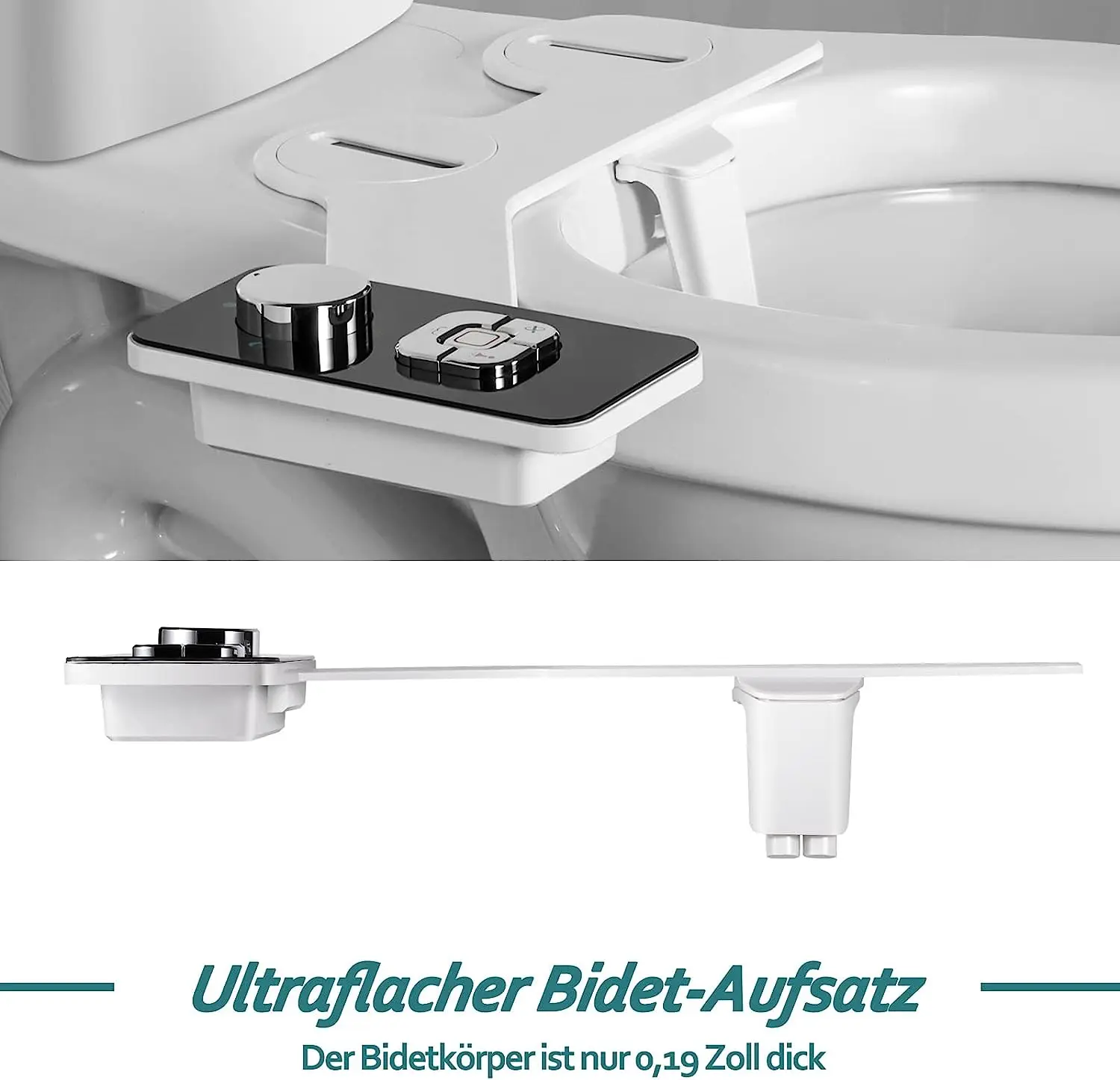 Toilet Ultra-thin Bidet non-electric Self-Cleaning Dual Bozzle Toilet Seat Accessory Cold Water Purification Basin Before and af 2