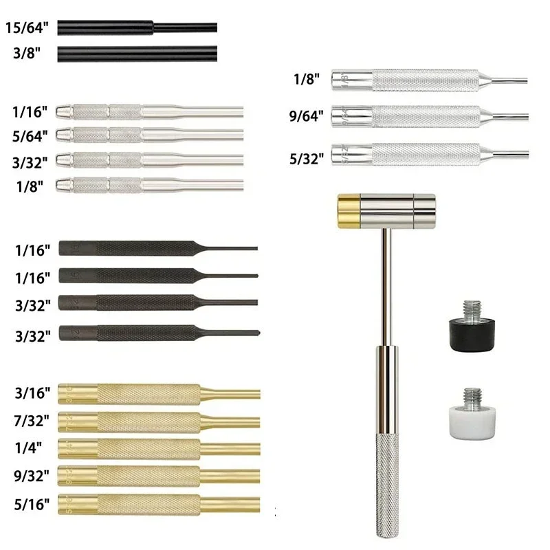 21Pcs 롤 핀 펀치 세트 양면 황동 망치 전문 Gunsmithing 펀치 도구 휴대용 핸드 툴 키트 총 유지 보수