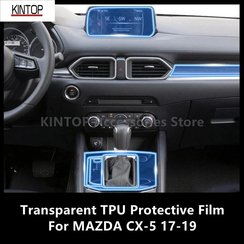 For MAZDA CX-5 17-19 Car Interior Center Console Transparent TPU Protective Film Anti-scratch Repair Film Accessories Refit for mazda cx 5 2017 2020 tpu car bc window pillar column membrane film styling sticker cover anti scratch external accessories