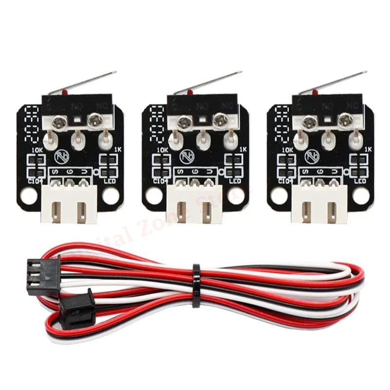 3Pcs Eindschakelaar Endstop, 3D Printer Mechanische Module Met 3 Pins 1M Kabel Compatibel Met Creality Ender 3/5/Pro/v2 CR10