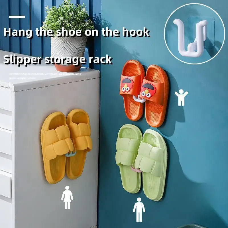 Bathroom Slipper Rack Household Wall-Mounted Perforation-Free Drain Rack Slipper Hook Hanging Simple Shoe Hook
