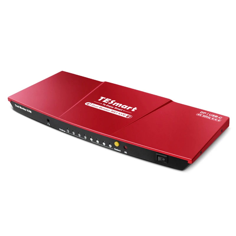 

TESmart KVM Switch 2 port Dual Monitors EDID Emulators Auto Scan 4x2 DP+USB-C 4k60hz Switchs
