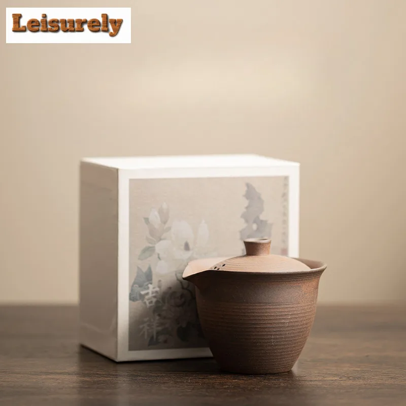 180ML Old Rock Clay Lotus Handheld Teapot Home Ceramic Non-Burning Filter Single Pot Gift Set Kung Fu Tea