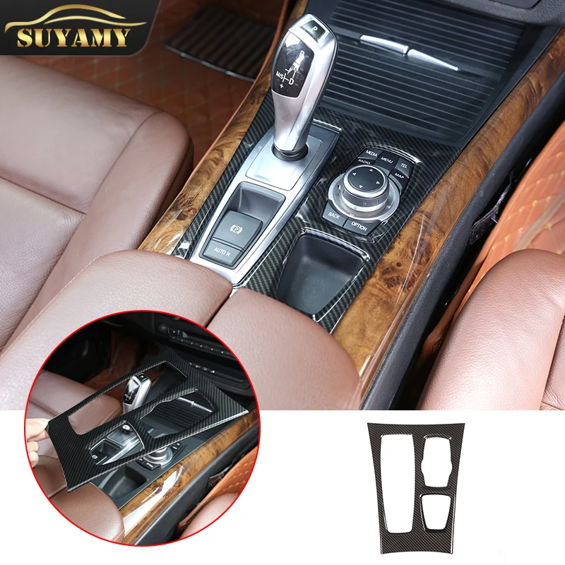 

Автомобильная консоль переключения передач Панель рамка Обложка отделка для BMW X5 X6 E70 E71 2010-2013 аксессуары для интерьера углеродное волокно цветной Стайлинг