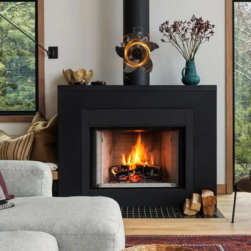 Heat Powered Wood Stove Fan Heat Powered Stove Fan 5 Leaves Heater Silent For Home Wood Log Burner Fireplace