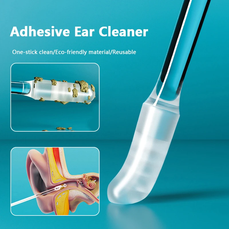 

Disposable Sticky Ear Swabs Pick Reusable Ear Cleaner Soft Silicone Ear Wax Removal Tool Earwax Remover For Olders Adult Kid