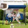 3 in 1 Outdoor Porch Swing with Adjustable Canopy, 3 Seat Outdoor Swing for Adults, Patio Swing Chair with Thickened Cushions 2