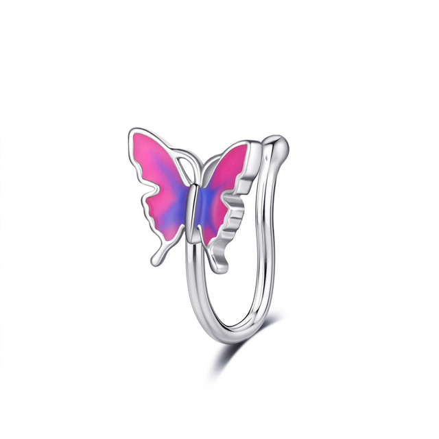 Crystal Butterfly Fake Nose Ring Non Piercing Clip On Nose Ring Indian Style Nose Cuff Fake Piercing Septum Nariz Jewelry