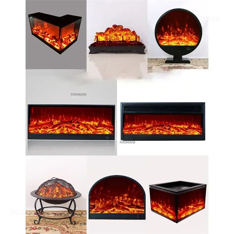 European 3D Simulated Flame Heater Electric Fireplaces Villa Living Room Embedded TV Cabinets Fireplace Home Decoration