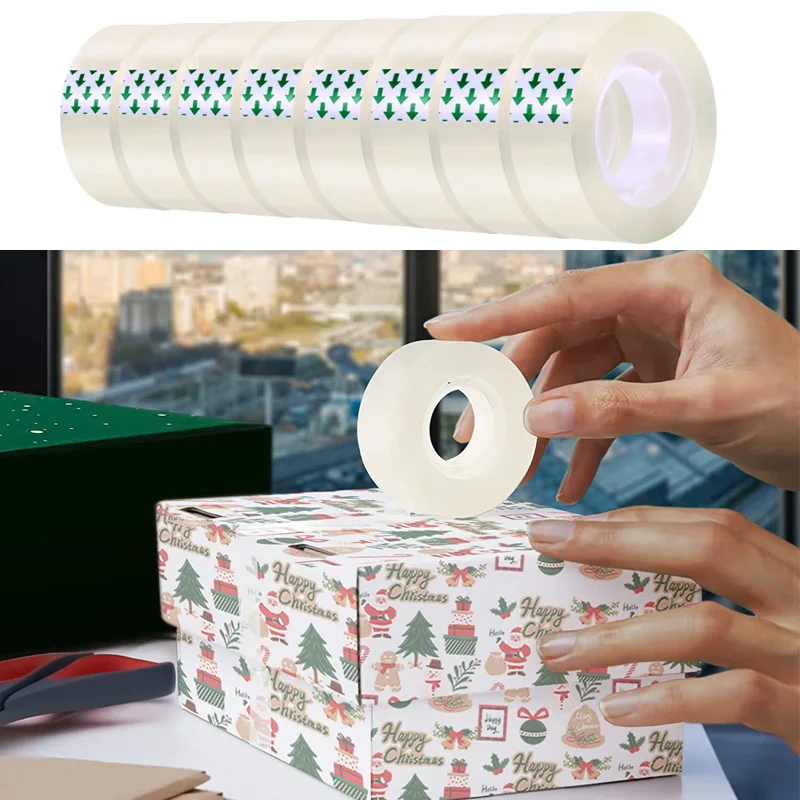 욕실 및 주방에 사용하는 방수 PVC 벽 스티커, 씰링 스트립, 셀프 접착 테이프 9 투명 문구 투명 테이프, 다목적 투명 광택 테이프, 사무실 가정 학교 디펜서 리필 롤, 6 롤, 18mm x 25M