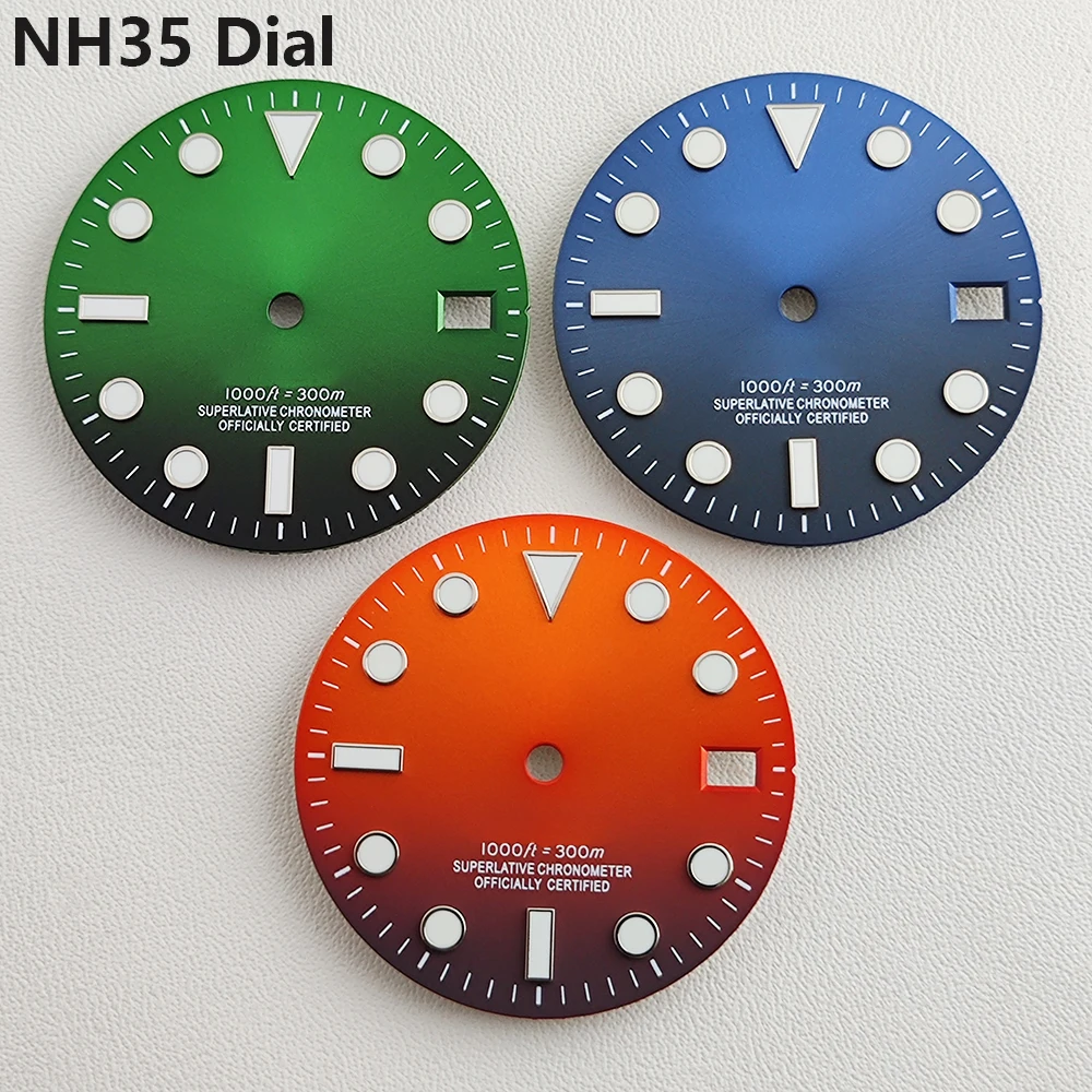

NEW NH35 dial 28.5mm Watch dial Gradient color dial Ice blue luminous dial Suitable for NH35 NH36 movement watch accessories