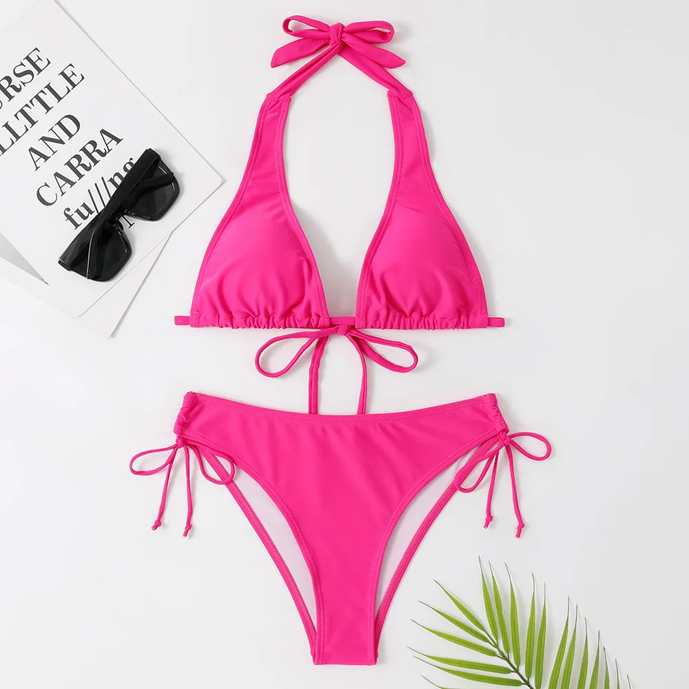 Costume da bagno bikini nero/rosso/rosa - Vista posteriore