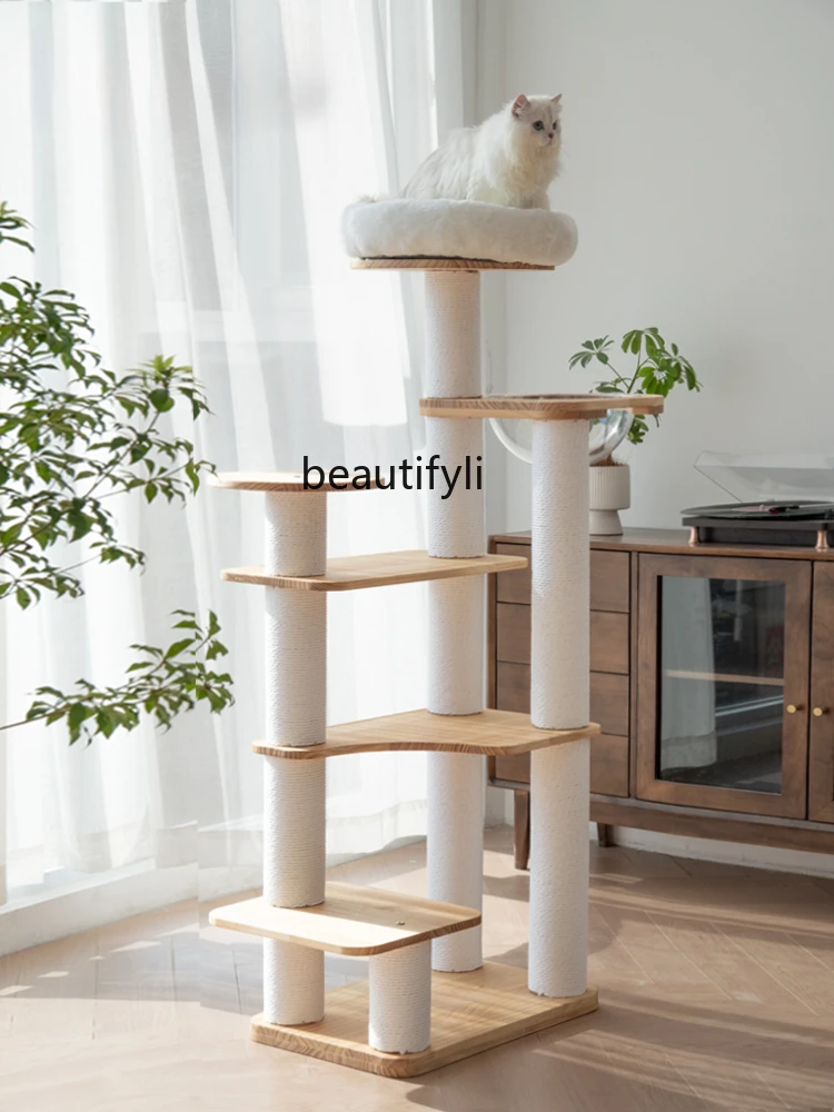 

Solid Wood Cat Climbing Frame Nest Cat Tree Integrated Cat Villa Small and Medium-Sized Solid Wood Luxury