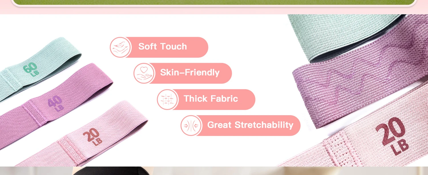 Description Picture 6 of itemYoga Resistance Bands Fabric Elastic Bands Fitness Pilates Hip Circle Expander Bands Gym Training Loops Yoga Workout Equipment