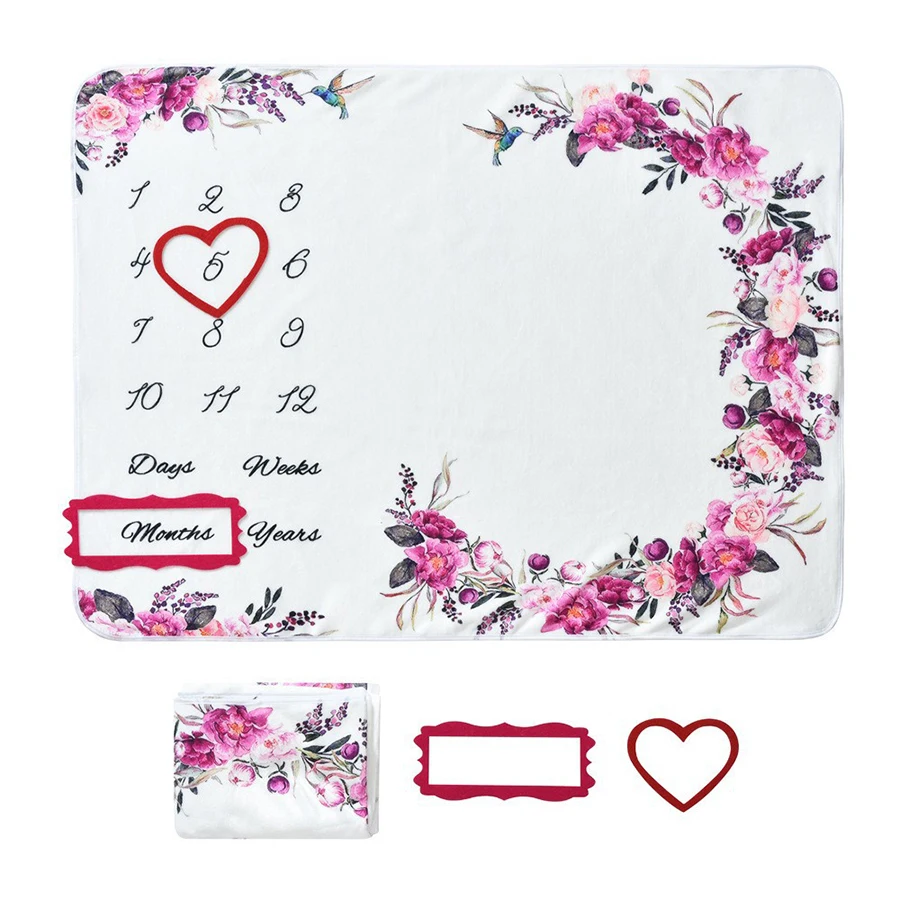 Coperte per Traguardi di Crescita Neonatale, Souvenir Mensili per Bambini, Sfondo per Servizi Fotografici, Abbinabili a Carte con Dischi in Legno - immagine 5